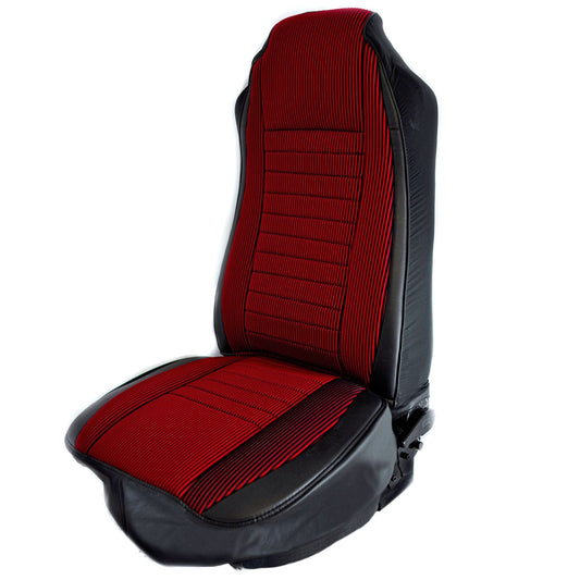 UNIVERSAL SEAT COVER W/ SUEDE FABRIC CENTER & LEATHERETTE TRIM - RED