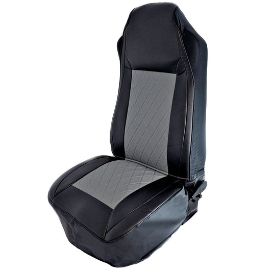 UNIVERSAL SEAT COVER W/ DIAMOND CENTER & LEATHERETTE TRIM - GRAY