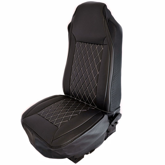 UNIVERSAL SEAT COVER W/ DIAMOND CENTER & LEATHERETTE TRIM - BLACK