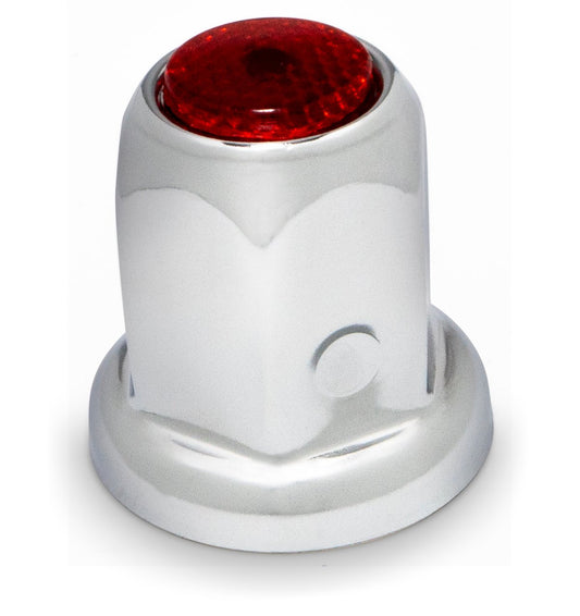 33mm CLASSIC STEEL LUG NUT COVER W/ RED REFLECTOR PUSH ON