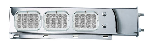 SPRING LOADED MUDFLAP HANGERS W/ 6 - RECTANGULAR CLEAR RED LED LIGHTS - 2.5" BOLT PATTERN