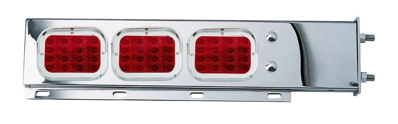 SPRING LOADED MUDFLAP HANGERS W/ 6 - RECTANGULAR RED LED LIGHTS - 2.5" BOLT PATTERN