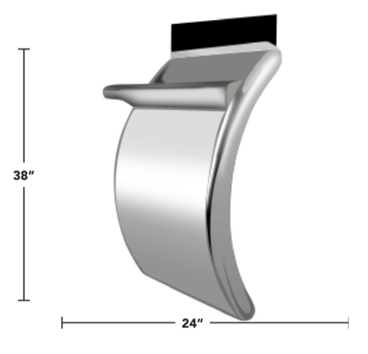 38" CURVED DROP QUARTER FENDERS W/ TRIANGLE MOUNTS STAINLESS STEEL