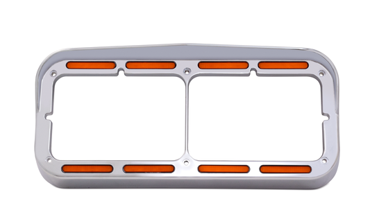 RECTANGULAR DUAL HEADLIGHT BEZEL W/ VISOR & 32 AMBER LEDS