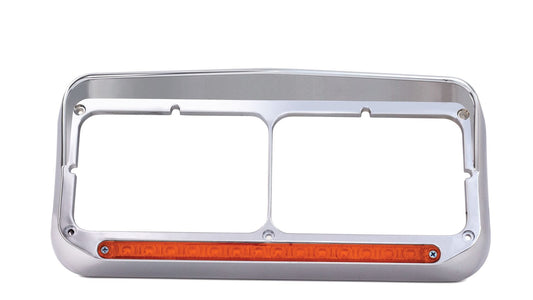 RECTANGULAR DUAL HEADLIGHT BEZEL W/ VISOR & 14 AMBER LEDS