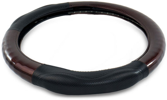 18" MEMORY FOAM CARBON FIBER STYLE STEERING WHEEL COVER - BROWN