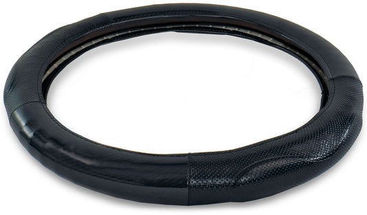 18" MEMORY FOAM CARBON FIBER STYLE STEERING WHEEL COVER - BLACK