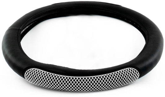 18" RUBBER DIAMOND ANTI-SLIP STEERING WHEEL COVER - WHITE