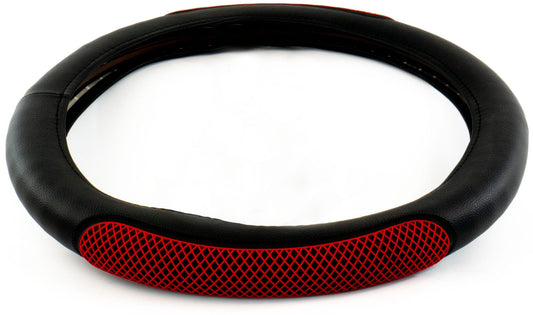 18" RUBBER DIAMOND ANTI-SLIP STEERING WHEEL COVER - RED