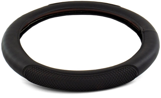 18" RUBBER DIAMOND ANTI-SLIP STEERING WHEEL COVER - BLACK