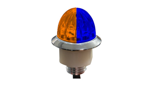 4 LED 3/4″ DUAL COLOR MINI WATERMELON LIGHT – AMBER & BLUE/CLEAR LENS