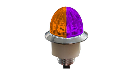 4 LED 3/4″ DUAL COLOR MINI WATERMELON LIGHT – AMBER & PURPLE/CLEAR LENS
