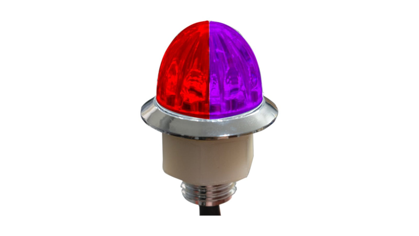 4 LED 3/4″ DUAL COLOR MINI WATERMELON LIGHT – RED & PURPLE/CLEAR LENS