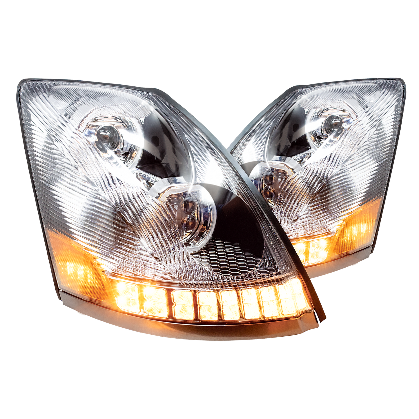VOLVO VN/ VNL 2003-17 LED HEADLIGHT W/ HALO & SEQUENTAIL TURN SIGNAL CHROME (PASSENGER)