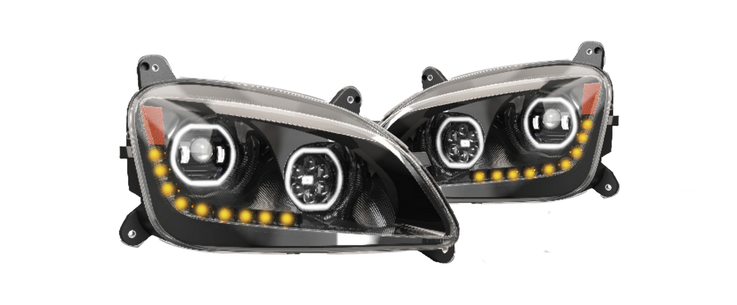 PETERBILT 587/ 579 2012-21 LED HEADLIGHT W/ HALO & SEQUENTIAL TURN SIGNAL BLACK (DRIVER)