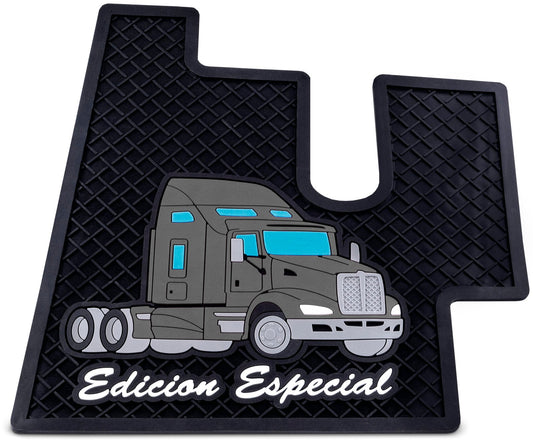 RUBBER FLOOR MATS FOR KENWORTH T600 & T660 - BLACK