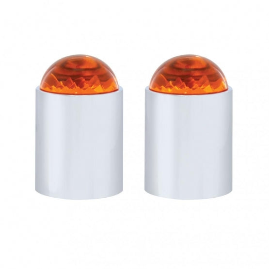 Stainless Bumper Guide Kit With Dome Lens Top - Amber Lens (Pair)