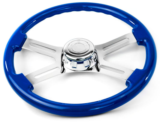 16'' BLUE WOOD STEERING WHEEL WITH 4 CHROME SPOKES (Copy)