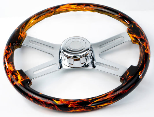 18'' FIRE DESIGN WOOD STEERING WHEEL