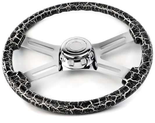 18" WHITE LIGHTNING DESIGN WOOD STEERING WHEEL