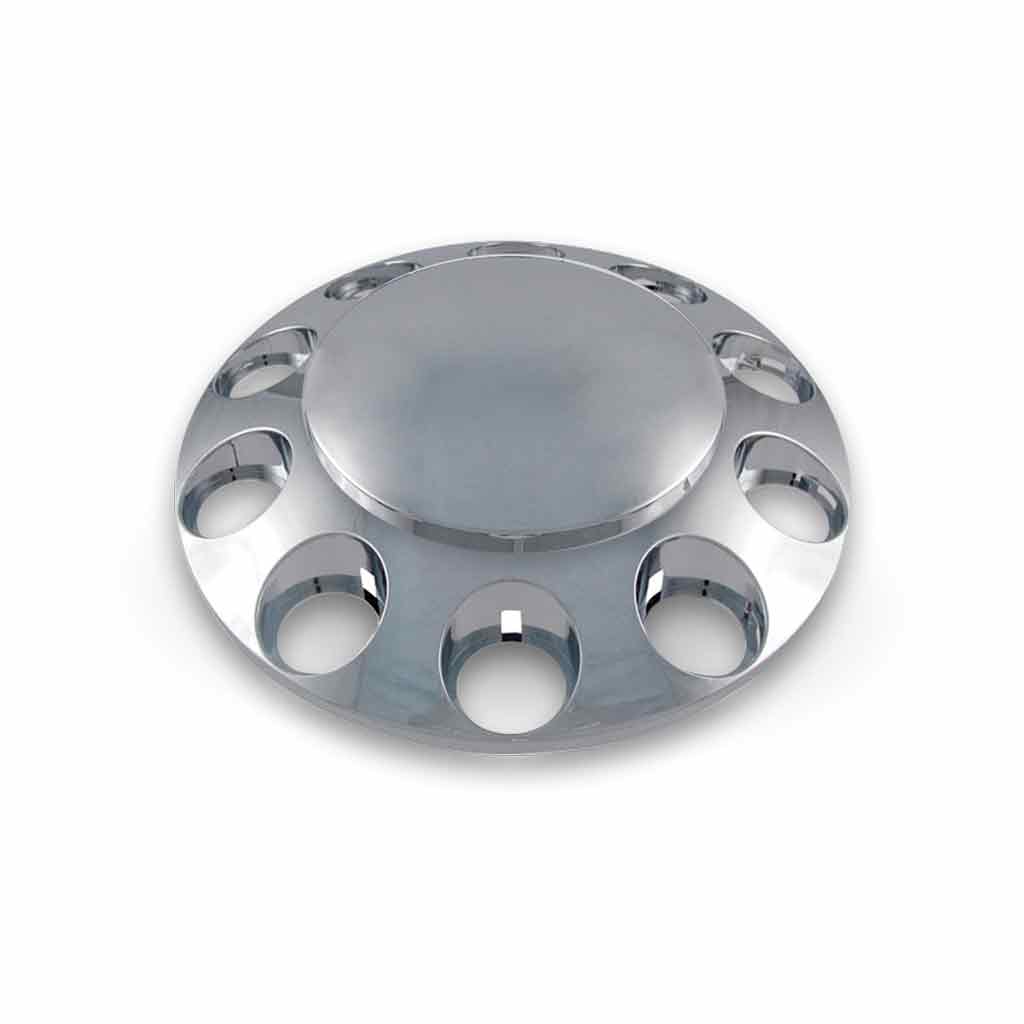 TRUX Chrome Plastic ABS Front Hub Cover with Removeable Hubcap & 10 Holes for Nut Cover of Choice