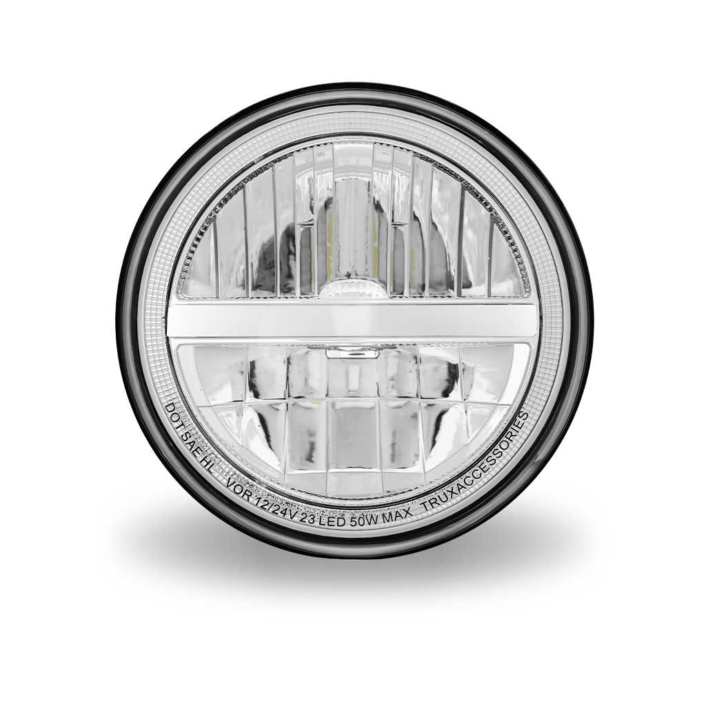 TRUX 7” Round Combination Low and High Beam LED Reflector Headlight (Chrome)
