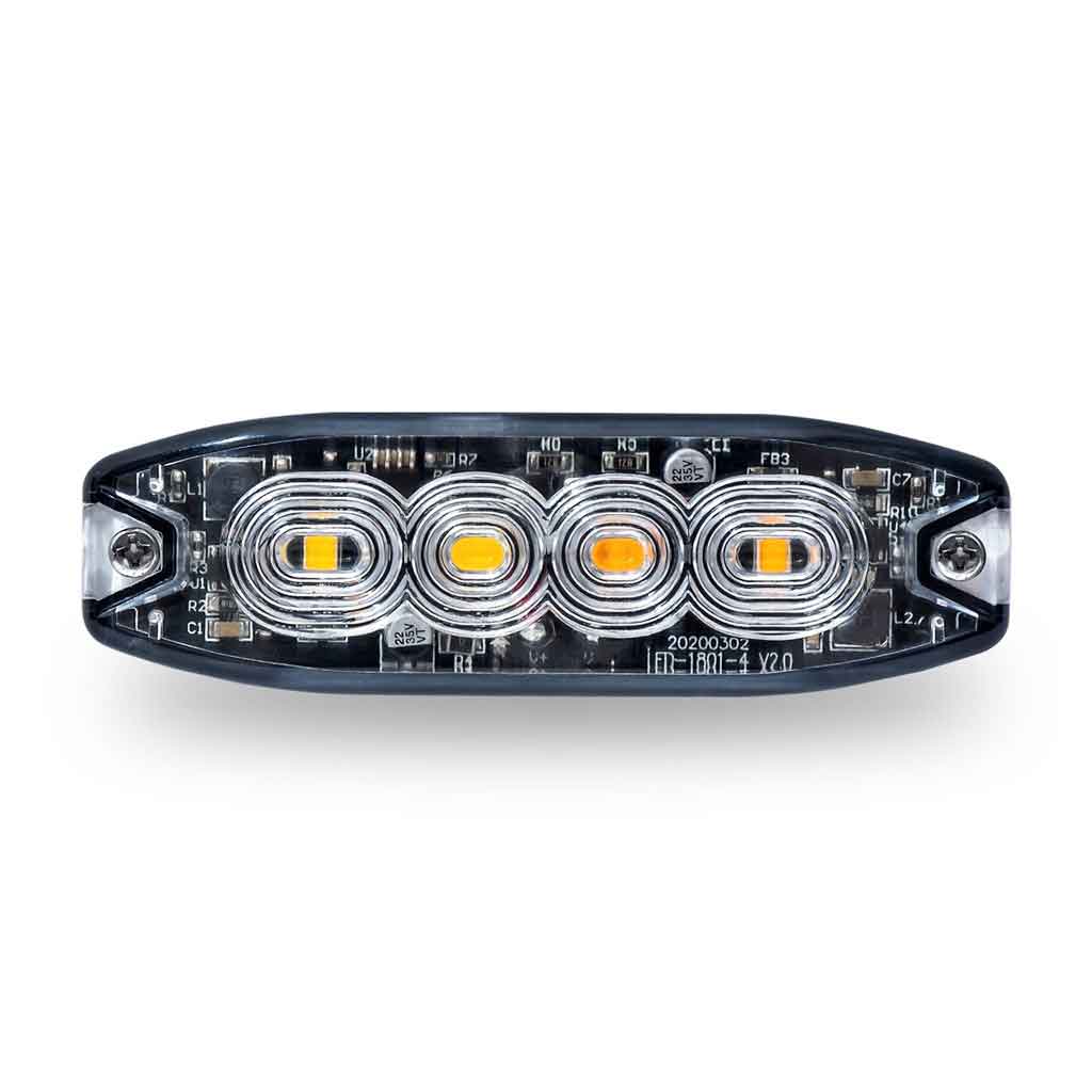 TRUX Amber/White LED Class 1 Low Profile Warning Strobe with 36 Flash Patterns (4 Diodes)