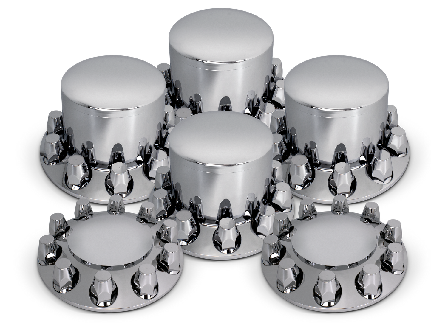 ROUND AXLE COVER COMBO KIT W/ 33mm STANDARD THREADED LUG NUT COVERS