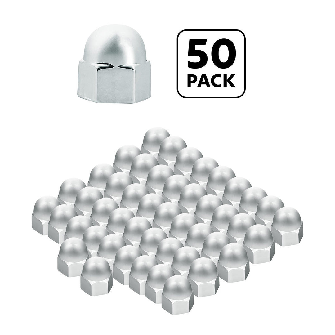 7/16" x 5/8" Chrome Die-Cast Acorn Nut Cover (50 pcs/Bag)