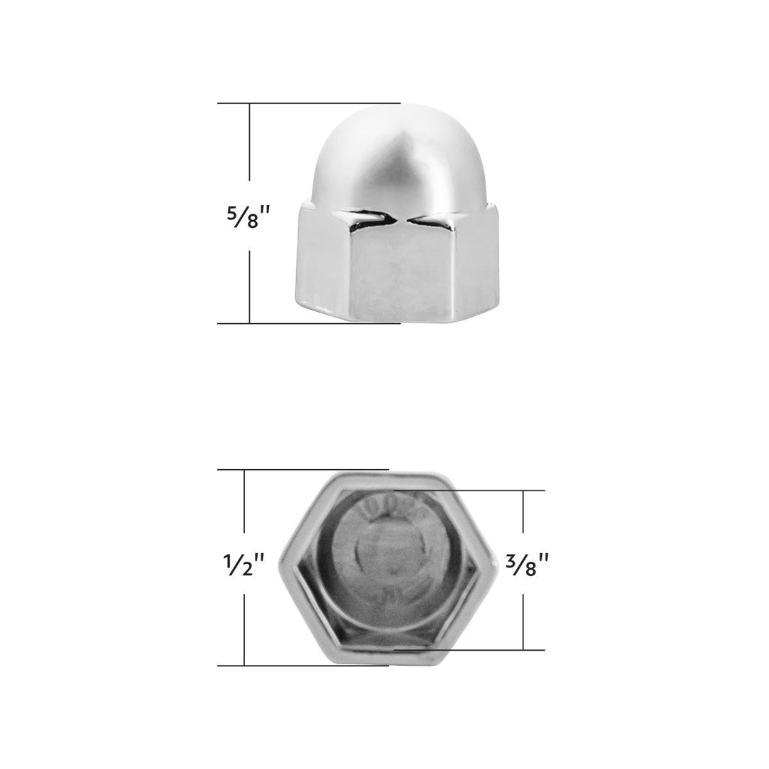 3/8" x 5/8" Chrome Die-Cast Acorn Nut Cover