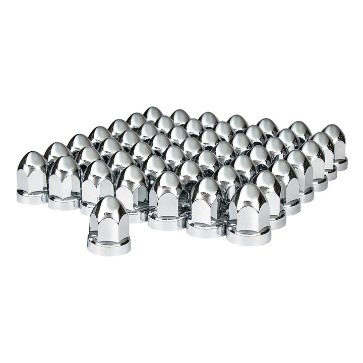 33mm X 2-3/4" Chrome Plastic Bullet Nut Covers With Flange - Push-On (60-Pack)