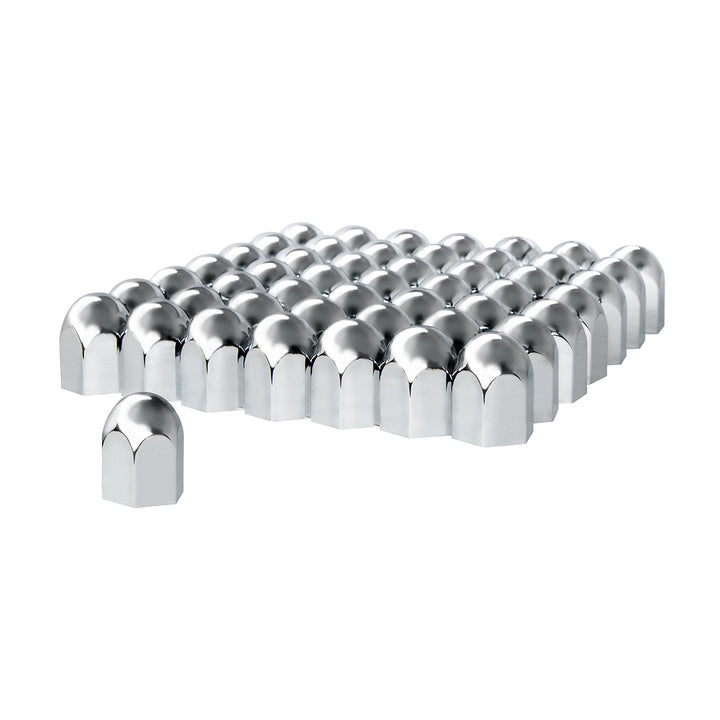1-1/2" x 2-1/4" Chrome Plastic Standard Nut Covers - Push-On (60-Pack)