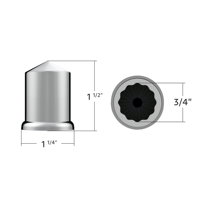 Chrome Plastic Pointed Nut Cover - Push-On