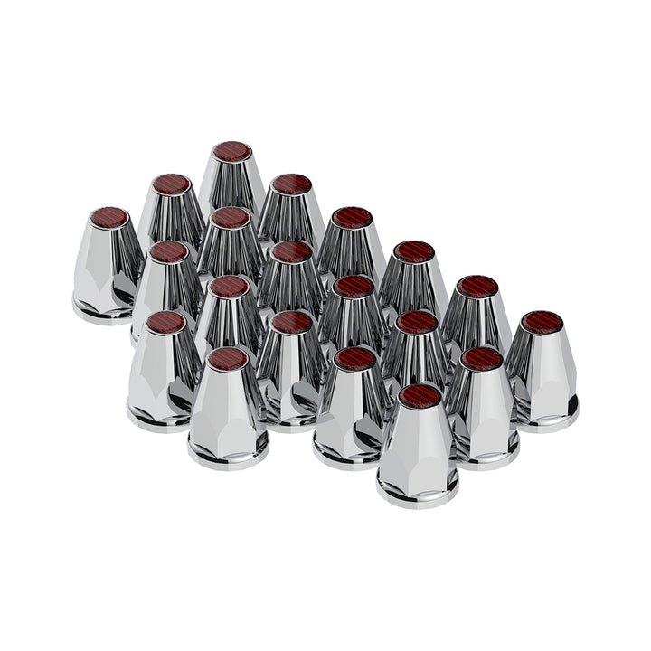33mm X 2-3/4" Chrome Plastic Nut Covers With Flange - Push-On - Amber Reflector (Color Box of 20)