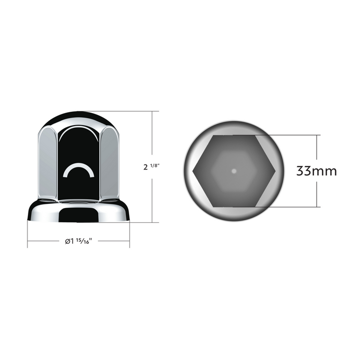 33mm x 2-1/8" Stainless Standard Nut Covers With Flange