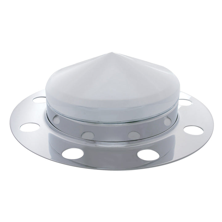 Chrome Pointed Front Axle Cover 3PC Kit For 33mm Nut Cover - Steel/Aluminum Wheel (8 Hole)