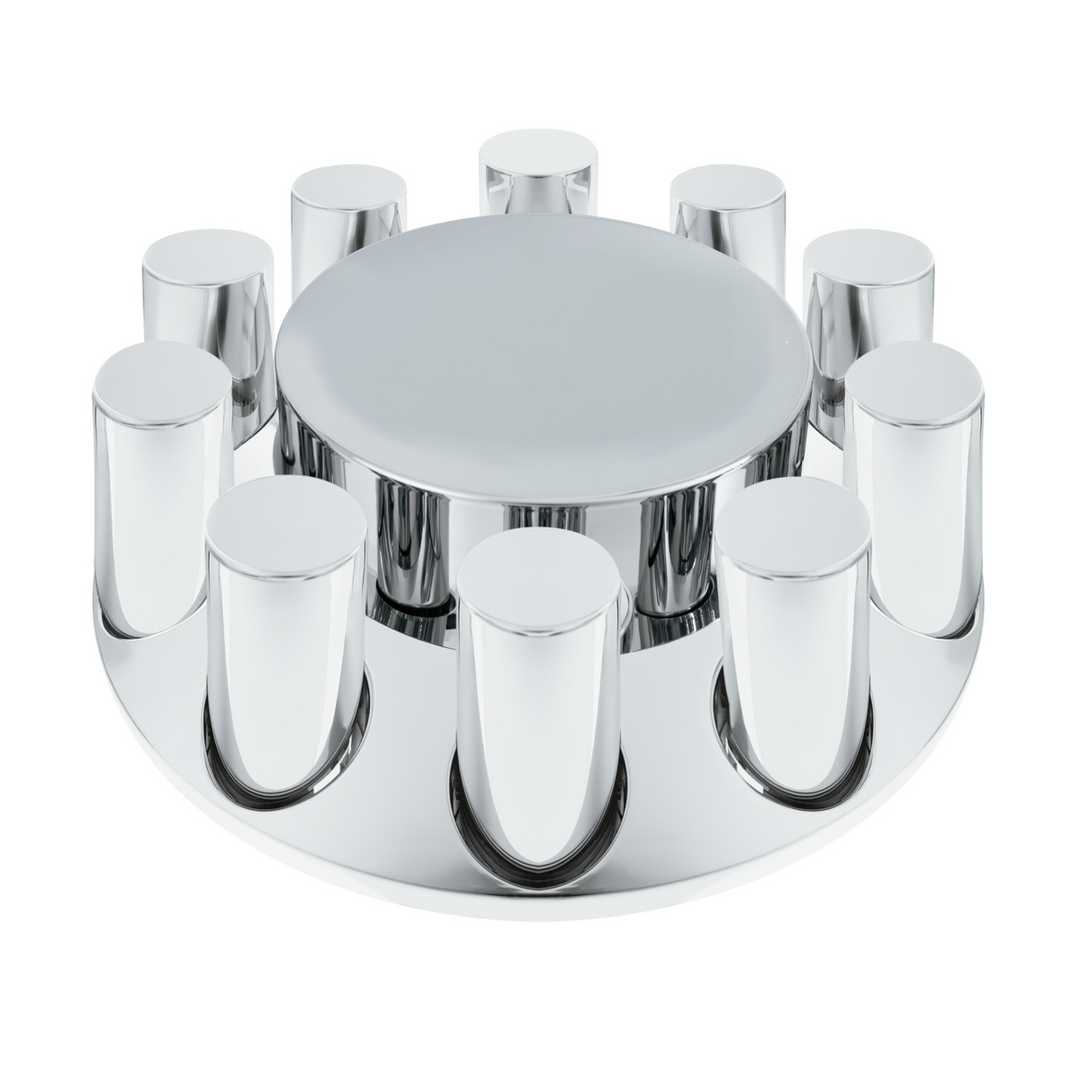 Chrome Plastic Flat Top Front Axle Cover With 33mm Standard Thread-On Tall Cylinder Nut Covers