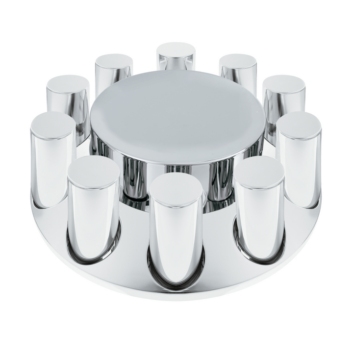Chrome Plastic Flat Top Front Axle Cover With 33mm Standard Thread-On Tall Cylinder Nut Covers