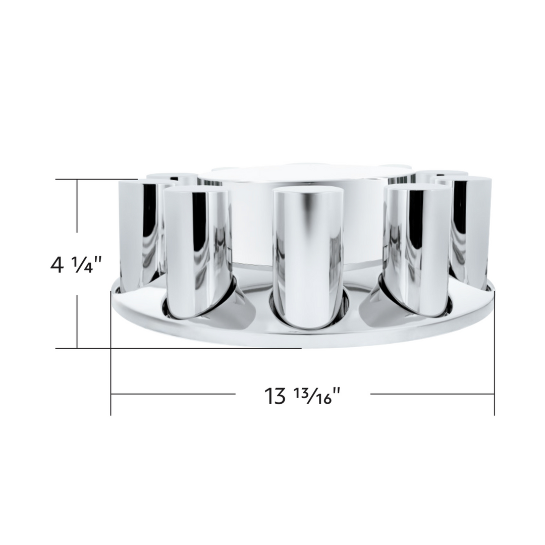 Chrome Plastic Flat Top Front Axle Cover With 33mm Standard Thread-On Tall Cylinder Nut Covers