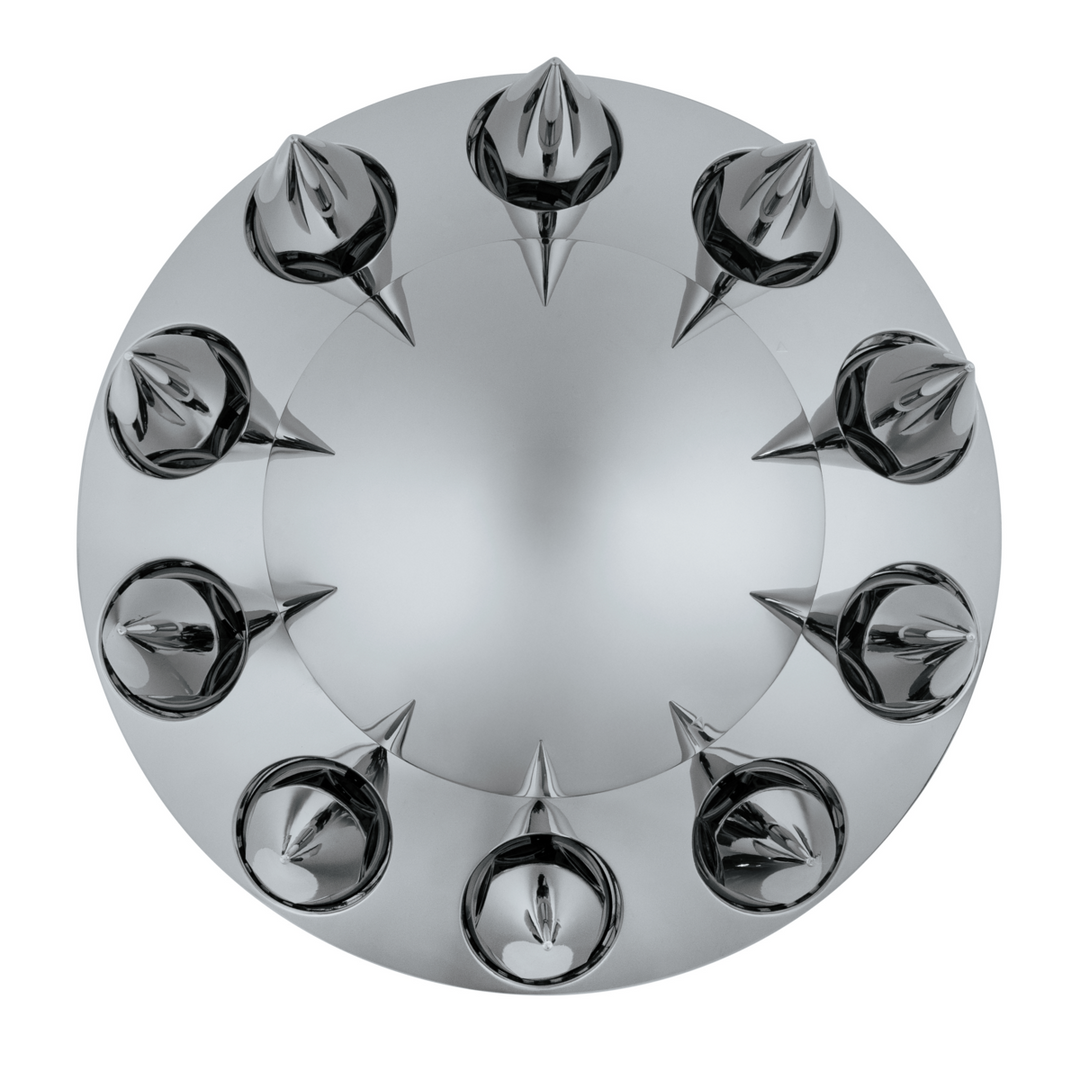 Dome Front Axle Cover With 33mm x 4-3/4" Super Spike Push-On Nut Covers - Chrome