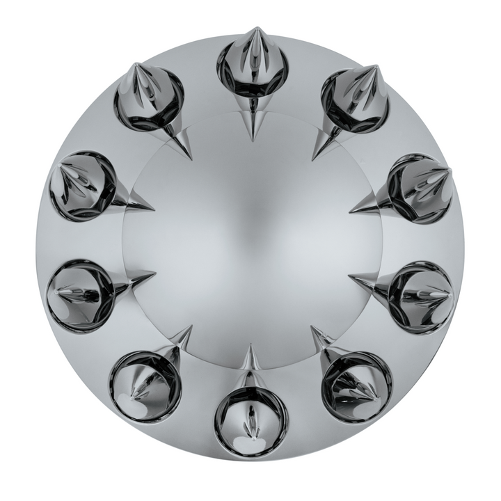 Dome Front Axle Cover With 33mm x 4-3/4" Super Spike Push-On Nut Covers - Chrome
