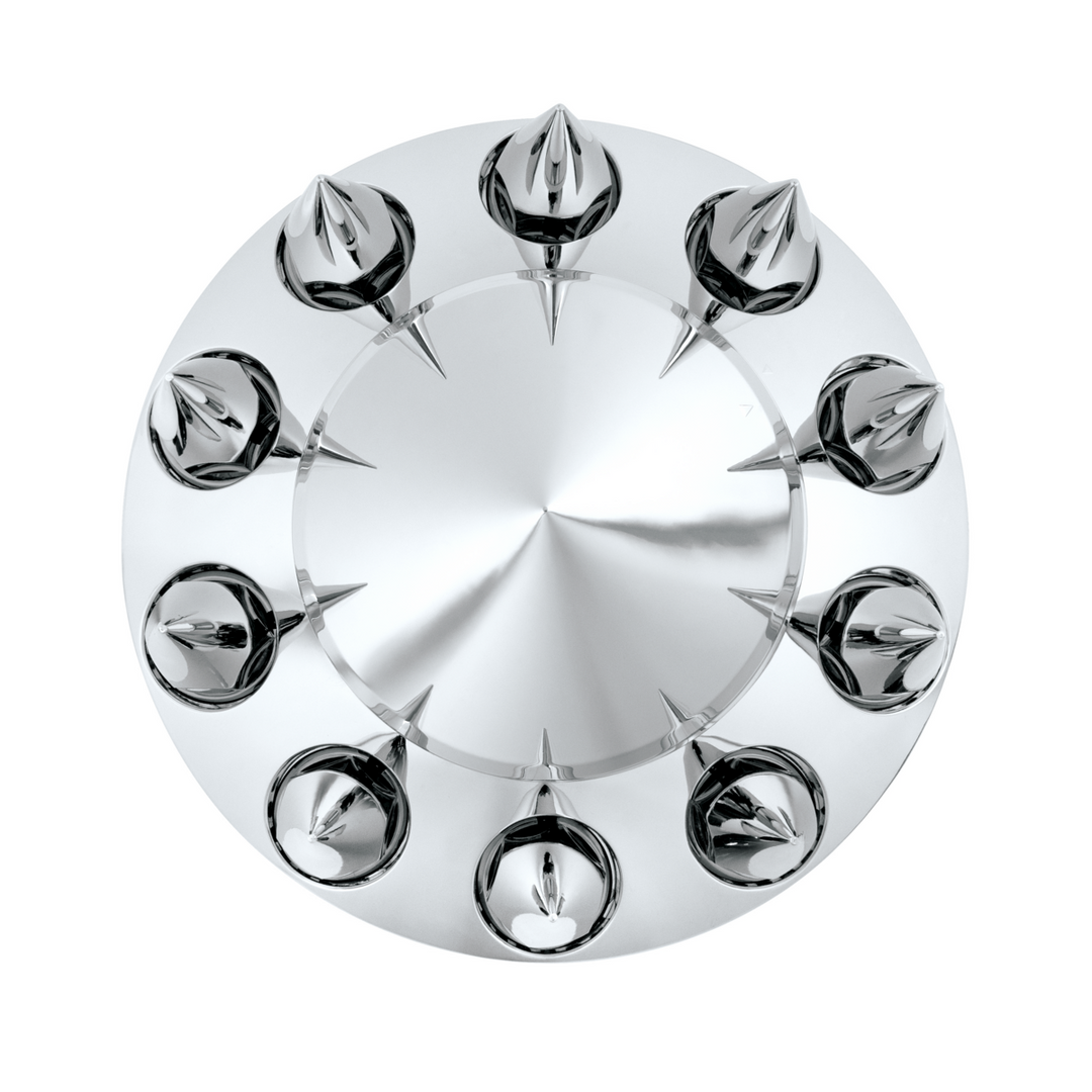 Pointed Front Axle Cover With 33mm x 4-3/4" Super Spike Push-On Nut Covers - Chrome