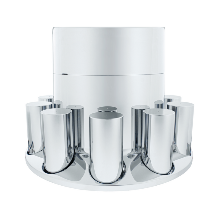 Chrome Plastic Flat Top Axle Cover Combo Kit With 33mm X 4-1/4" Standard Thread-On Tall Cylinder Nut Covers