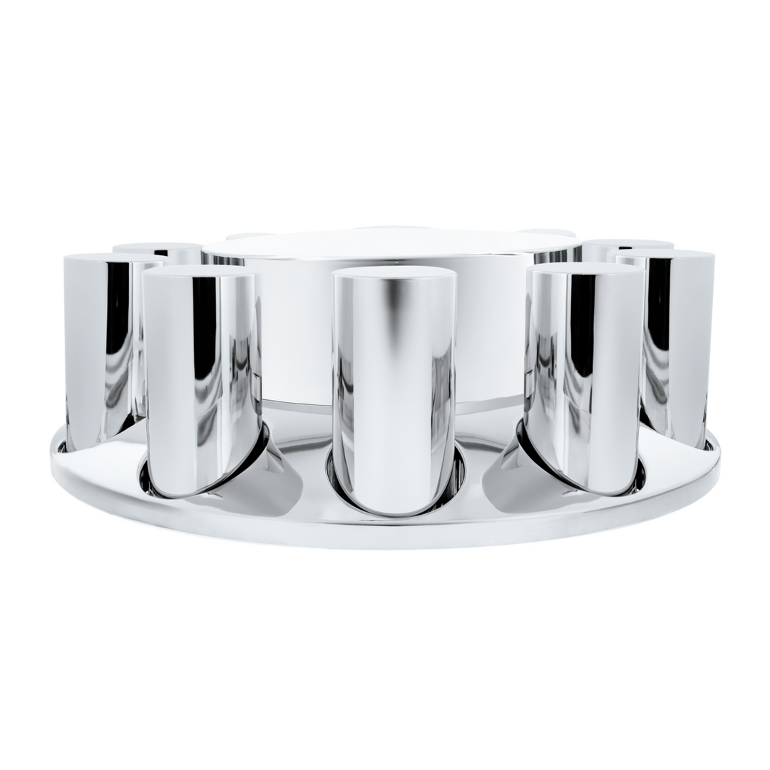 Chrome Plastic Flat Top Axle Cover Combo Kit With 33mm X 4-1/4" Standard Thread-On Tall Cylinder Nut Covers