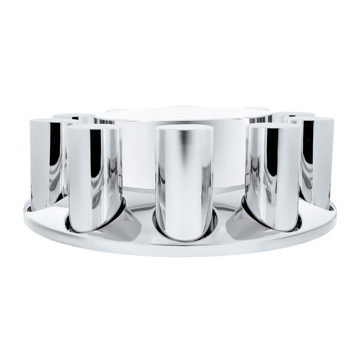 Chrome Plastic Flat Top Axle Cover Combo Kit With 33mm X 4-1/4" Standard Thread-On Tall Cylinder Nut Covers