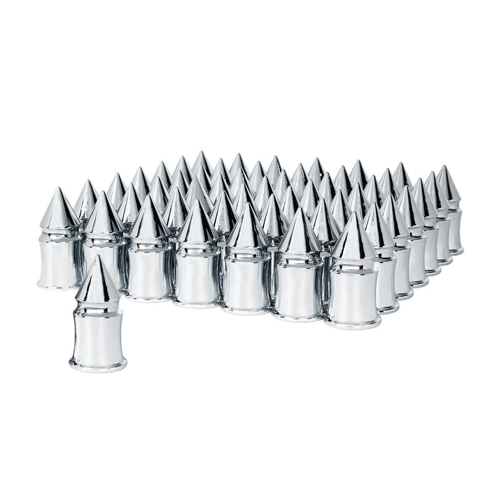 33mm X 4-3/8" Chrome Plastic V - Spike Nut Covers - Push-On (60-Pack)