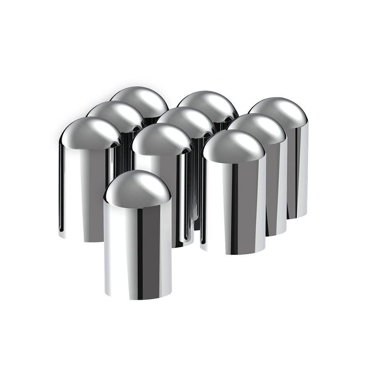 33mm x 3-3/4" Chrome Plastic Dome Nut Covers - Thread-On (10-Pack)