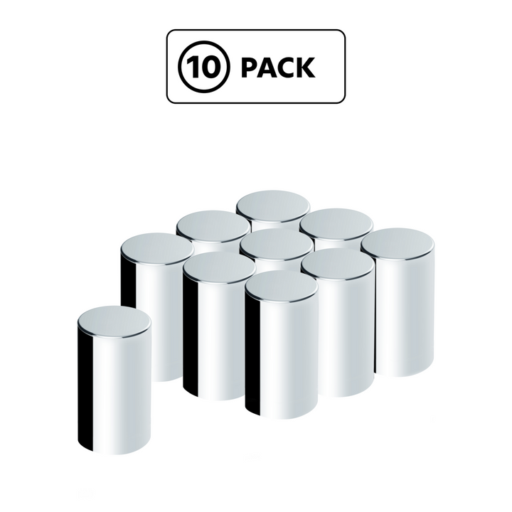 33mm x 3-1/2" Chrome Plastic Cylinder Nut Covers - Push-On