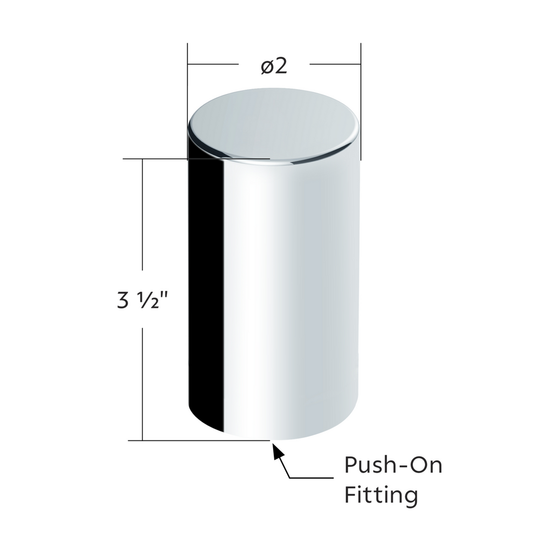 33mm x 3-1/2" Chrome Plastic Cylinder Nut Covers - Push-On