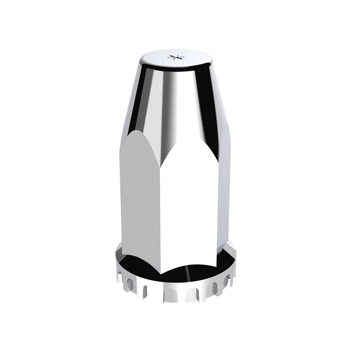 33mm X 4" Chrome Plastic Extra Tall Nut Cover With Flange - Thread-On (Bulk)